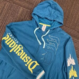 Disney Resort Disneyland Hoodie‎ Full Zip Sweatshirt Blue XL Mens